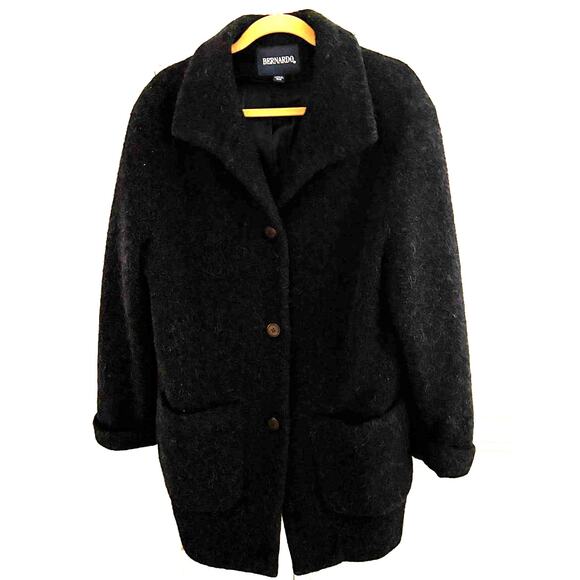 Bernardo Jackets & Blazers - BERNARDO Alpaca Wool Blend Single Breasted Lined Coat M Charcoal Gray Preppy